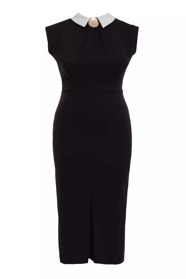 FRV Black plus size crepe sleeveless midi dress - Palaiseau