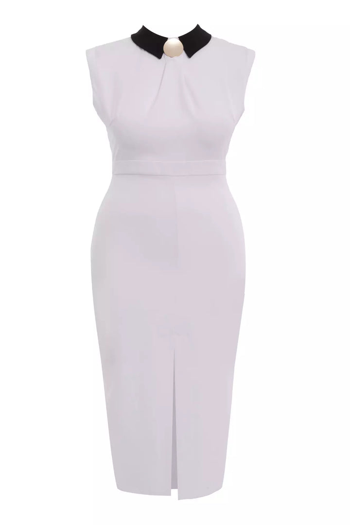 FRV White plus size crepe sleeveless midi dress - Toulouse