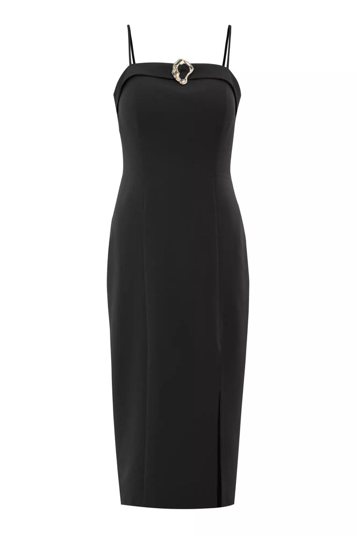 FRV Black crepe sleeveless midi dress - Waco