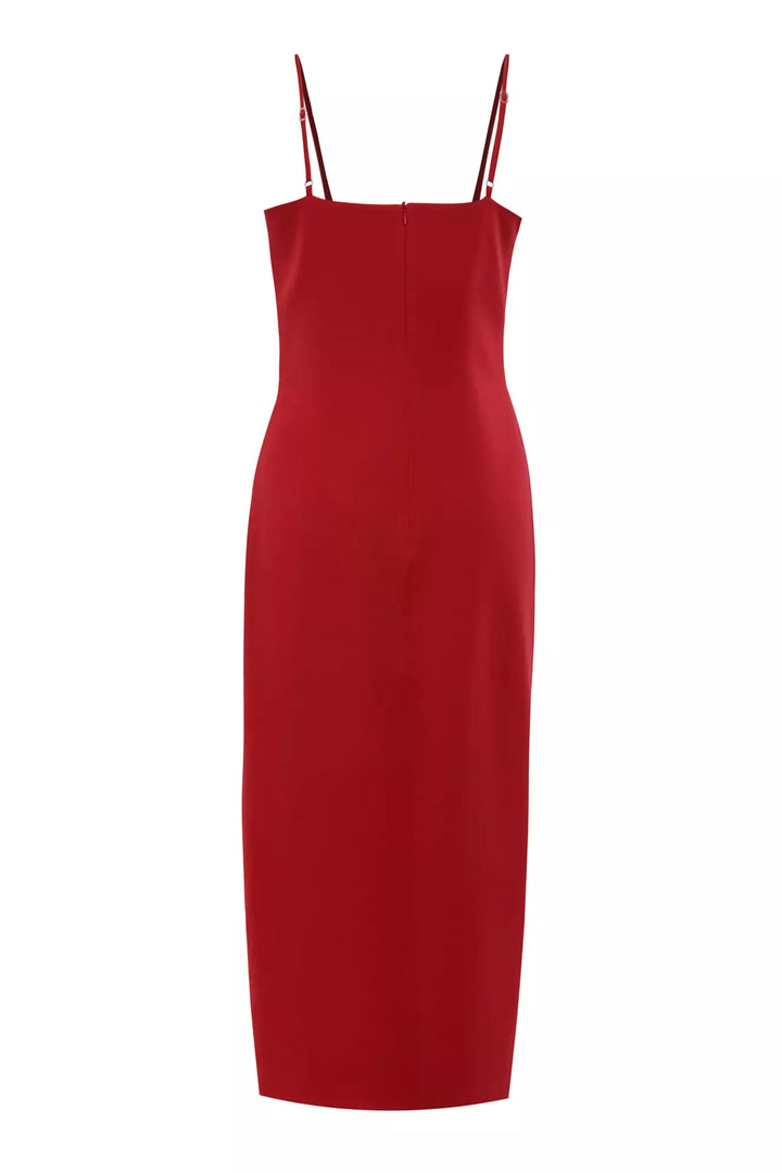 FRV Red crepe sleeveless midi dress - La Barca