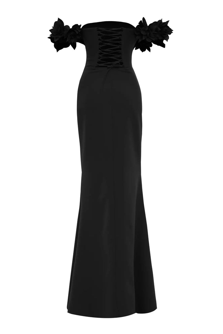 FRV Black crepe strapless maxi dress - Streatham