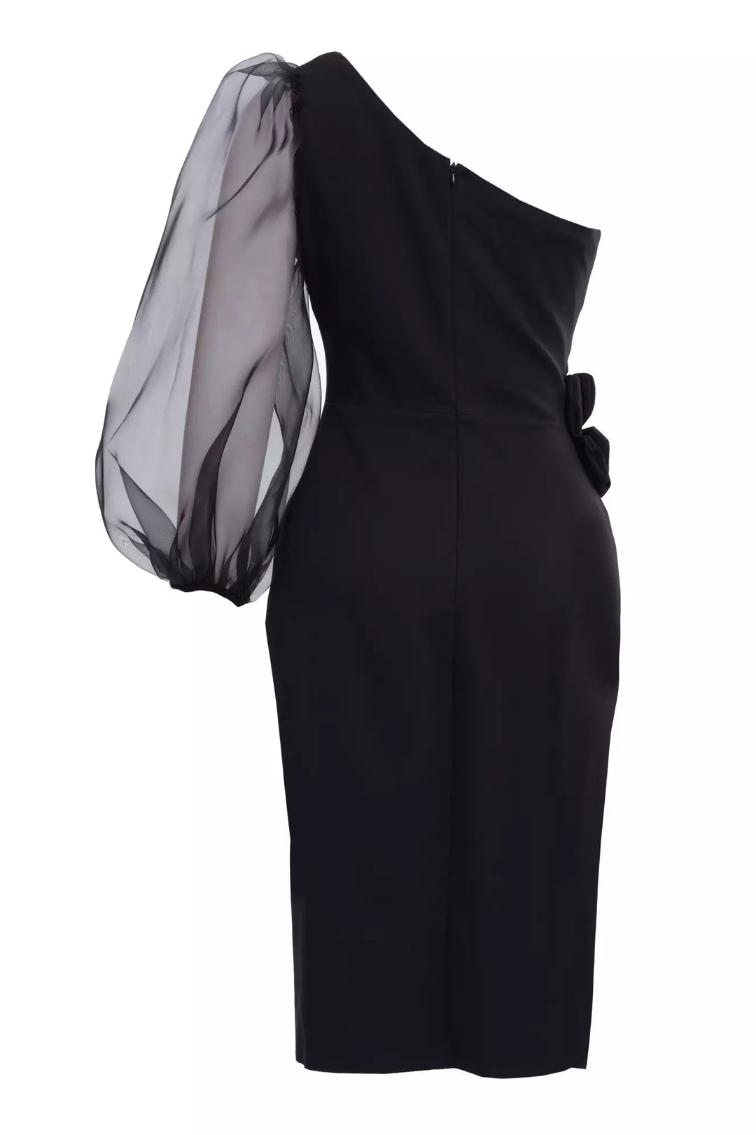 FRV Black crepe single sleeve midi dress - Mazara del Vallo