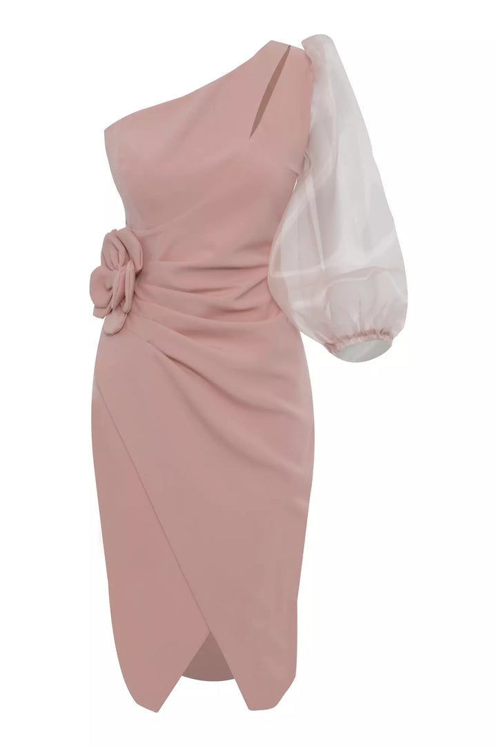 FRV Blush crepe single sleeve midi dress - Palm Coast