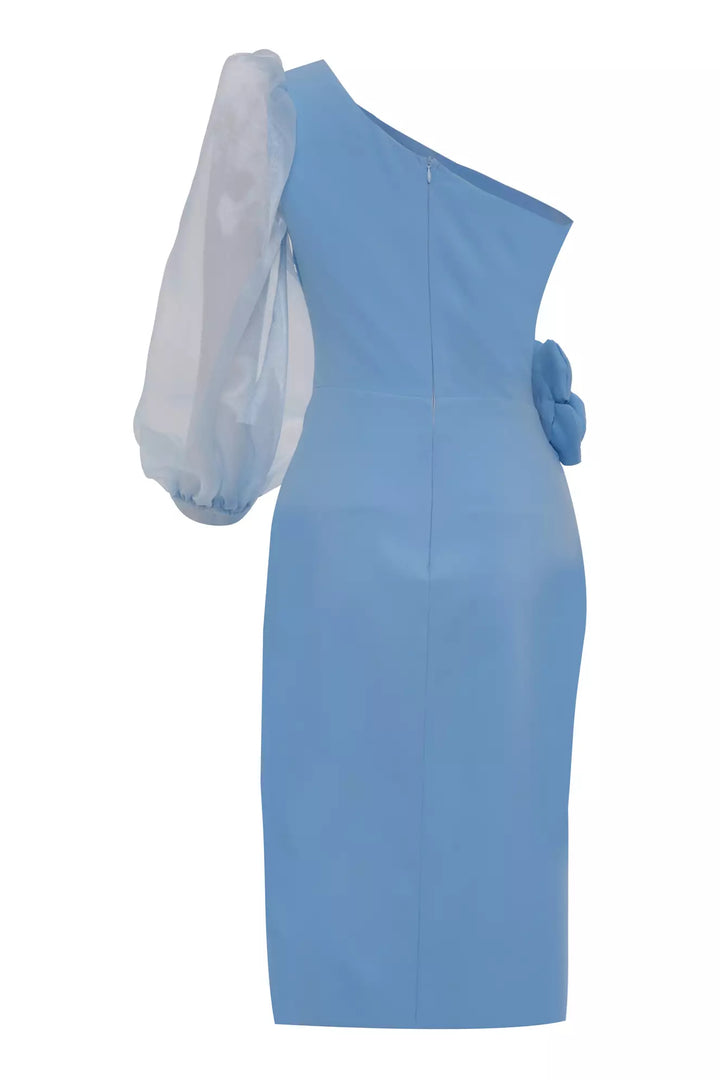 FRV Blue crepe single sleeve midi dress - Aventura