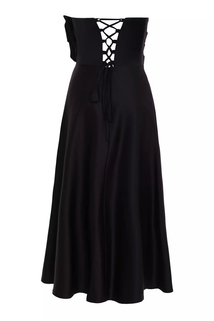 FRV Black satin strapless maxi dress - Greifswald