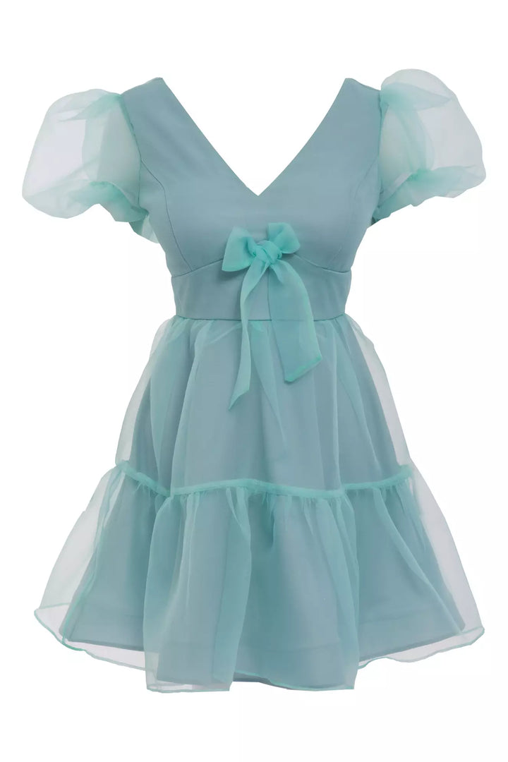 FRV Mint green tulle short sleeve mini dress - Antequera