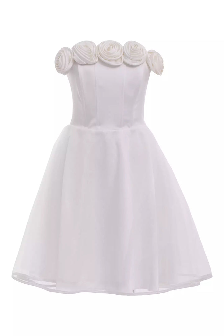 FRV White satin strapless mini dress - Yecapixtla