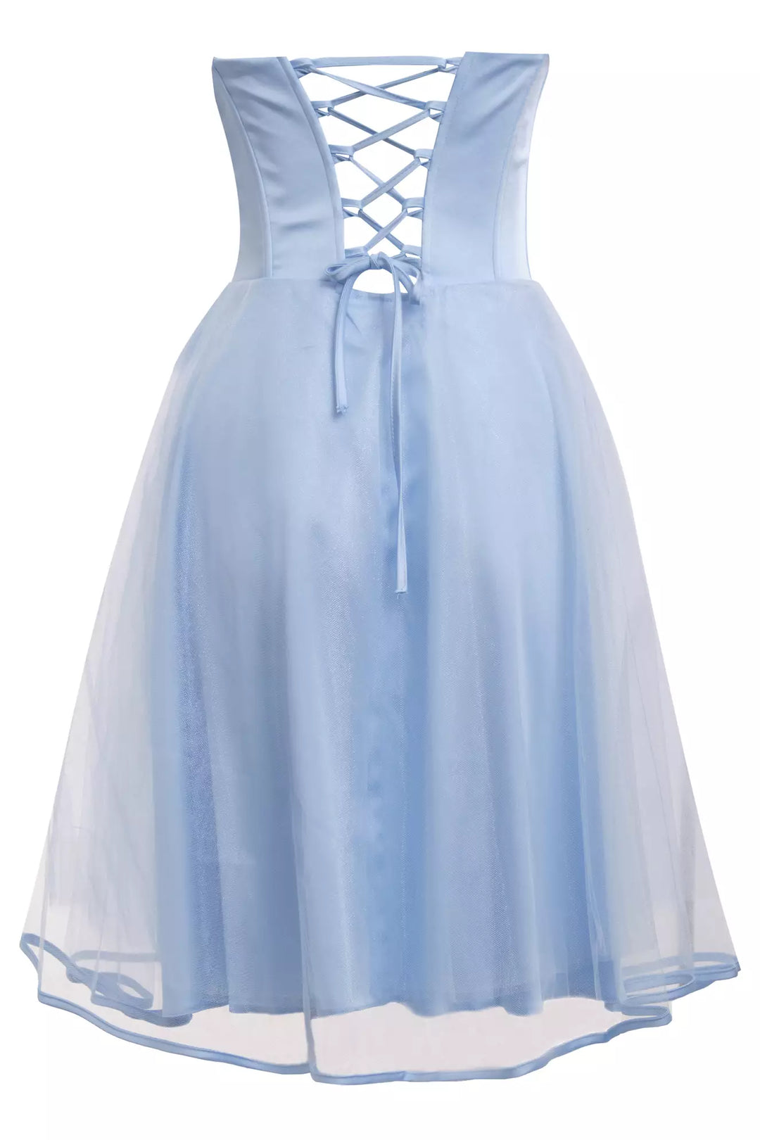 FRV Blue satin strapless mini dress - San Juan Cancuc
