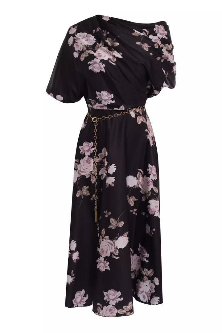 FRV Printed satin short sleeve midi dress - Sault Ste. Marie