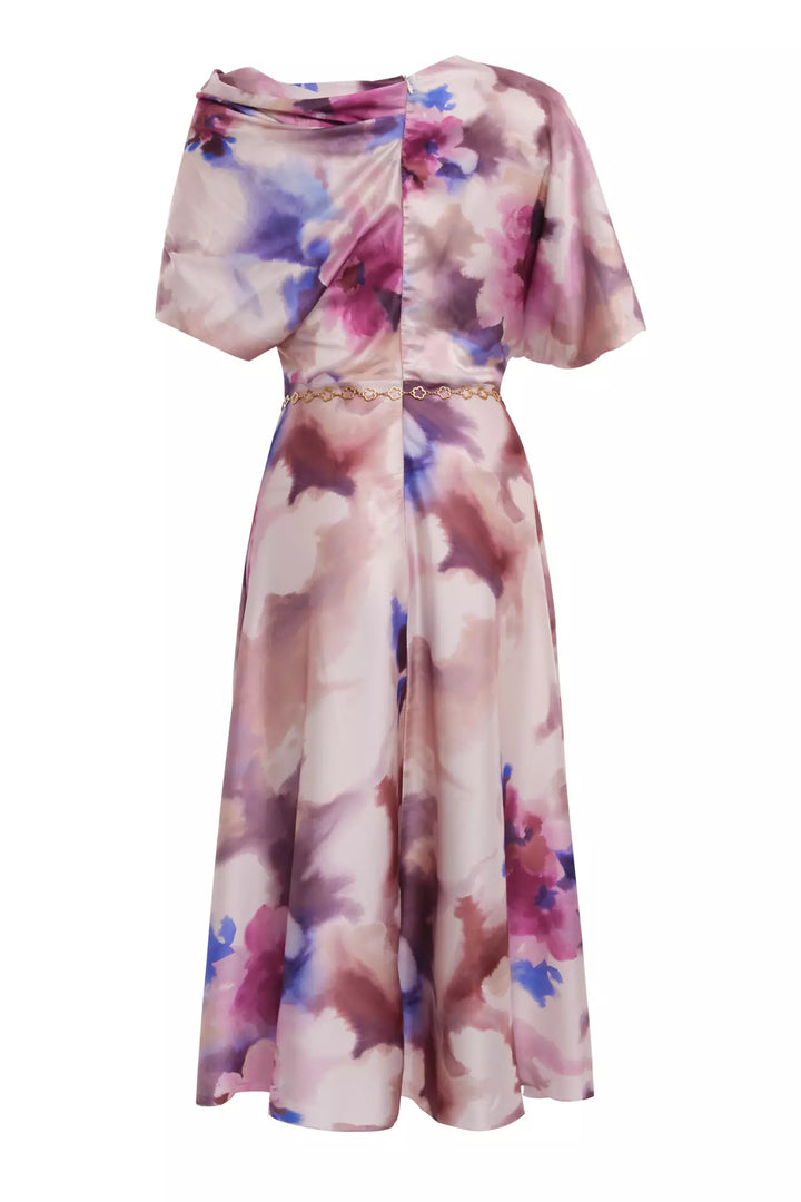 FRV Printed satin short sleeve midi dress - Chattanooga