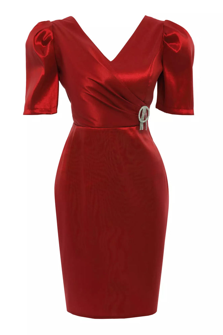 FRV Red tafta short sleeve mini dress - Owensboro