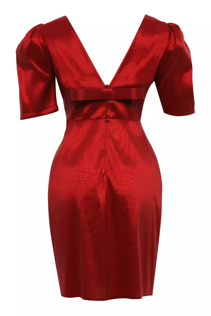 FRV Red tafta short sleeve mini dress - Owensboro