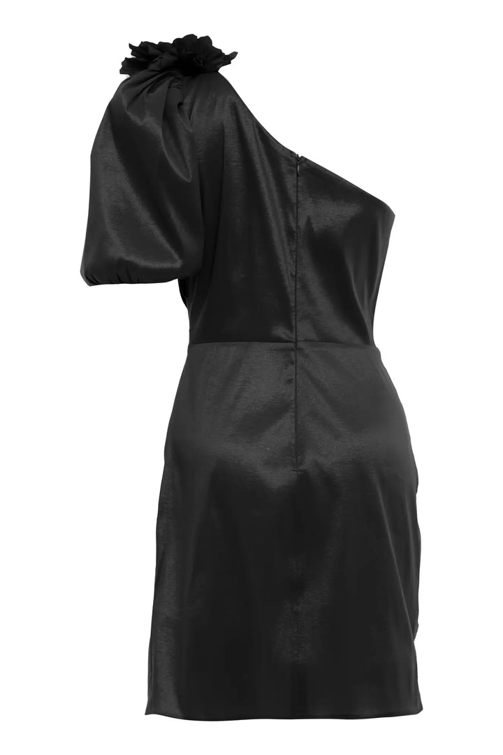 FRV Black tafta single sleeve mini dress - Salzburg
