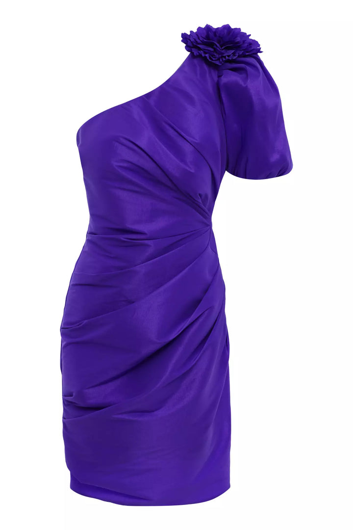FRV Purple tafta single sleeve mini dress - Orpington