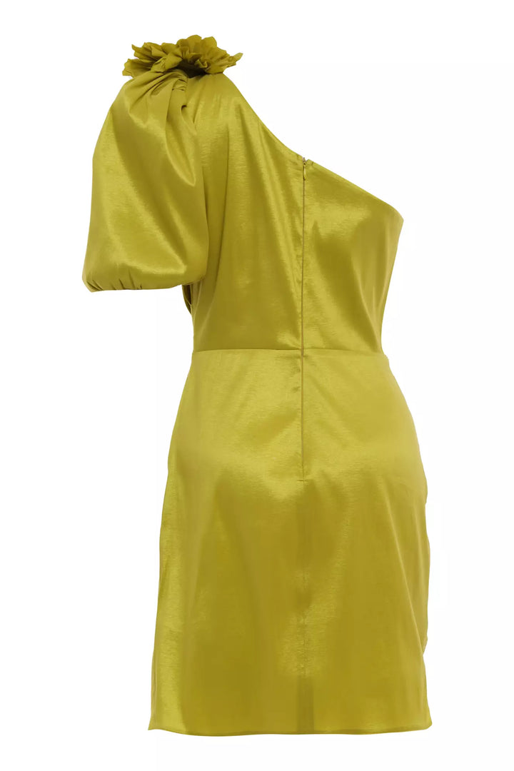 FRV Peanut green tafta single sleeve mini dress - Elkhart