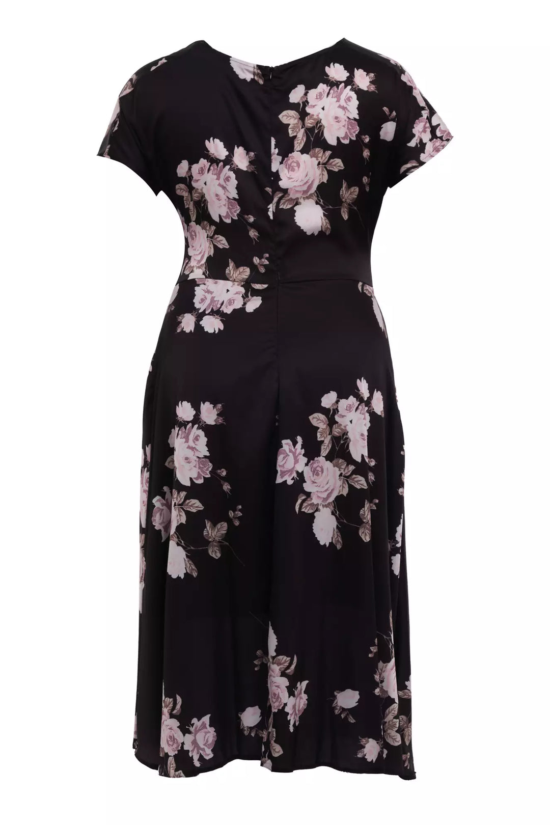 FRV Printed plus size satin short sleeve midi dress - Lage