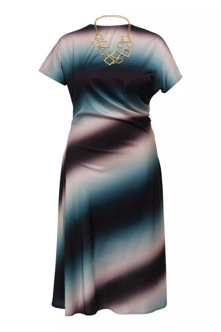 FRV Printed plus size satin short sleeve midi dress - Lafayette