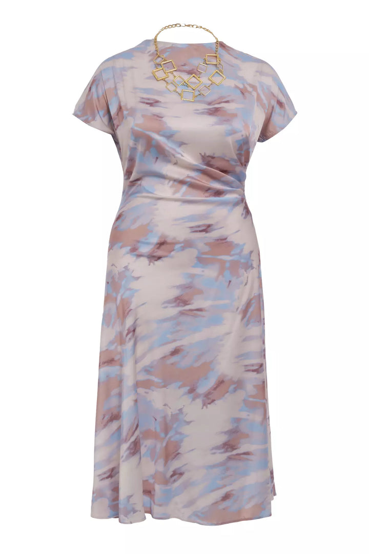 FRV Printed plus size satin short sleeve midi dress - Temple City