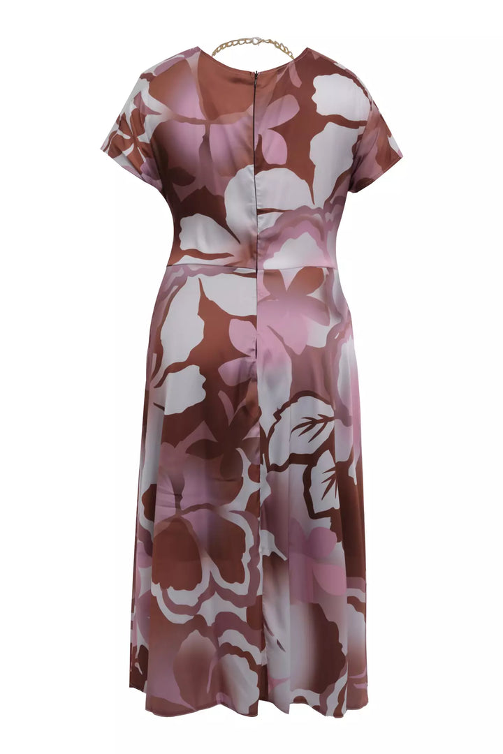 FRV Printed plus size satin short sleeve midi dress - Ercolano