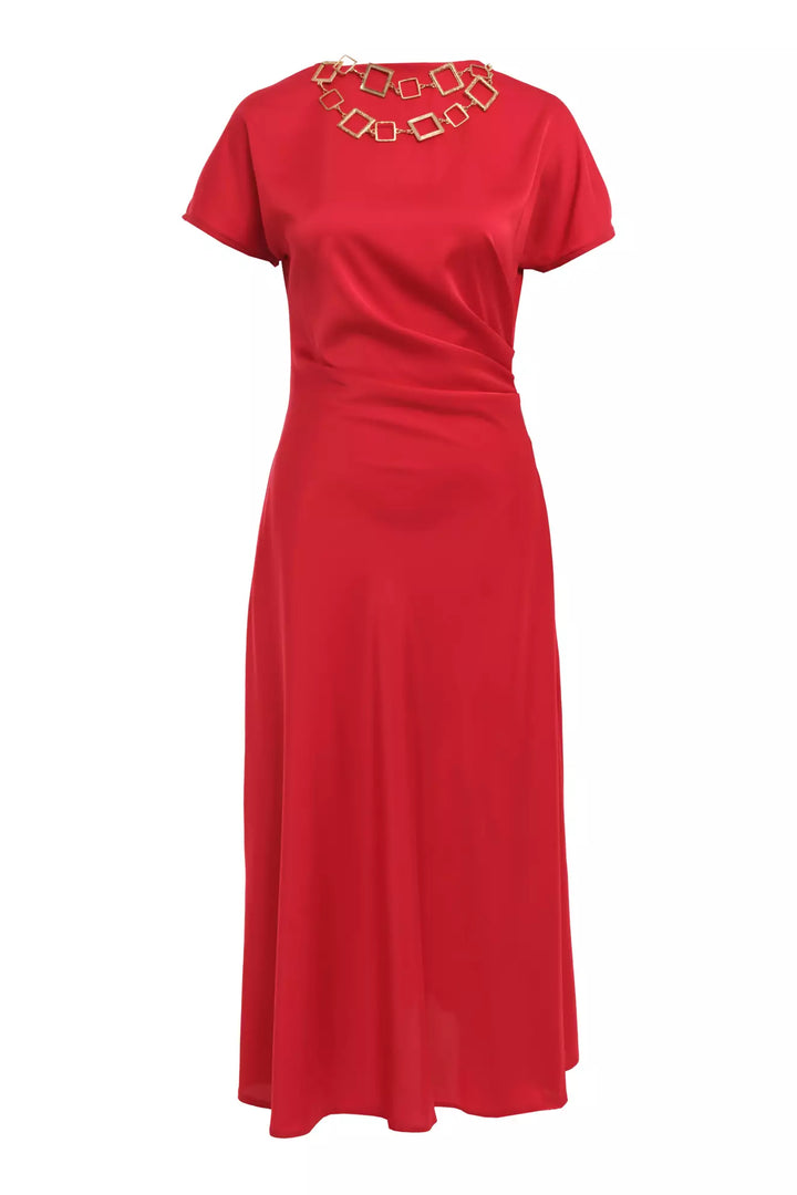 FRV Red satin short sleeve midi dress - Parkersburg