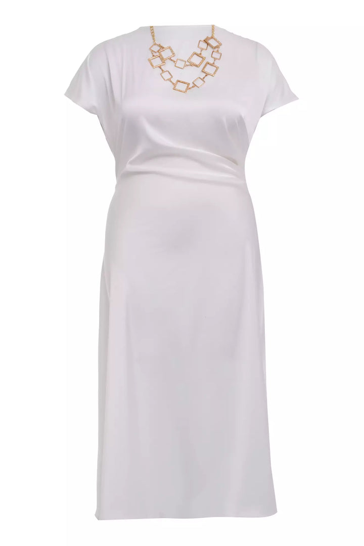 FRV White plus size satin short sleeve midi dress - Grimsby