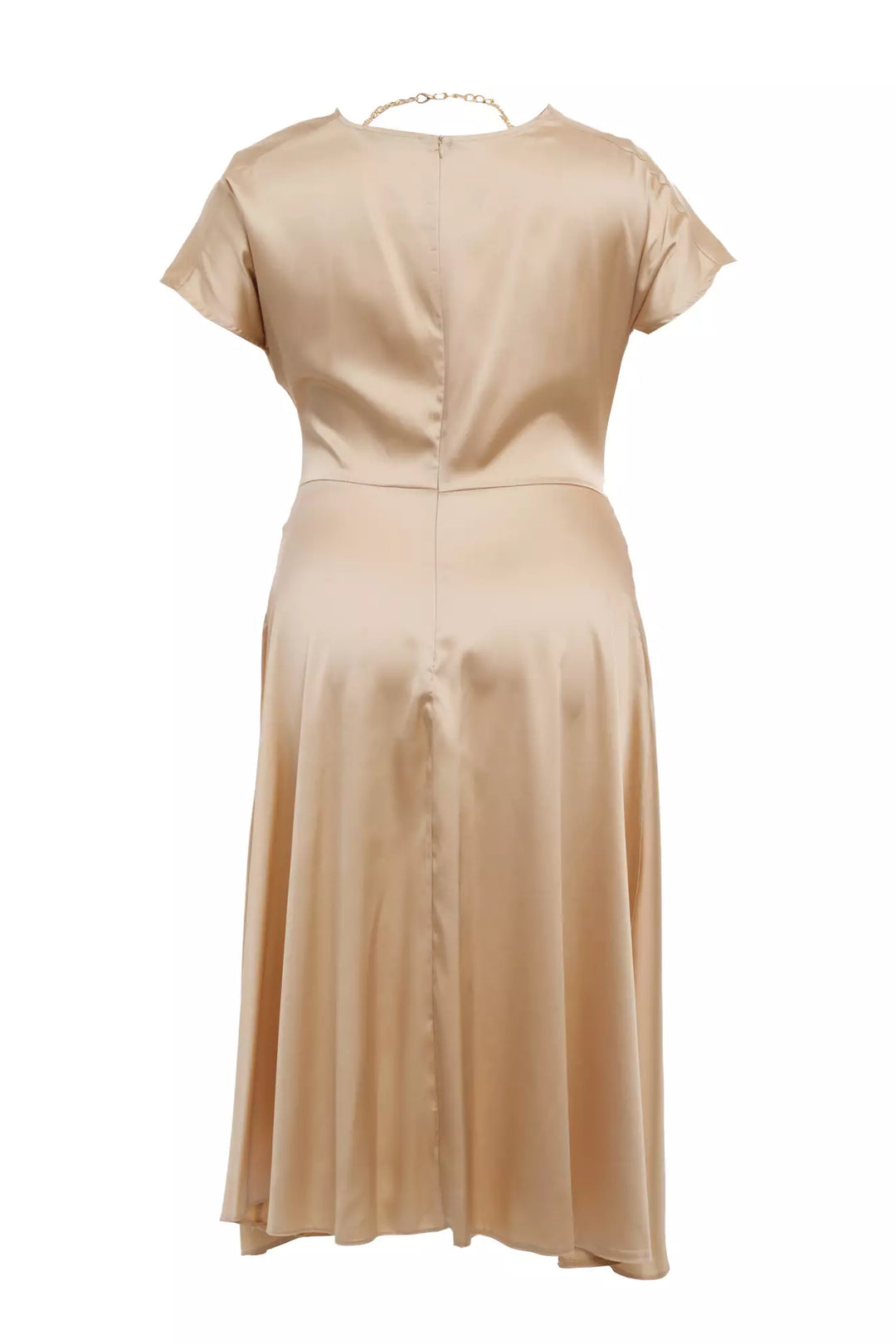 FRV Beige plus size satin short sleeve midi dress - Hunedoara