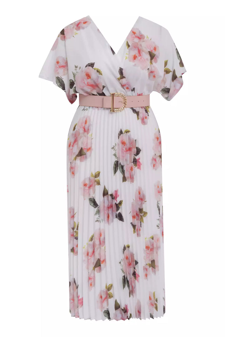 FRV Printed plus size crepe short sleeve midi dress - Palmdale