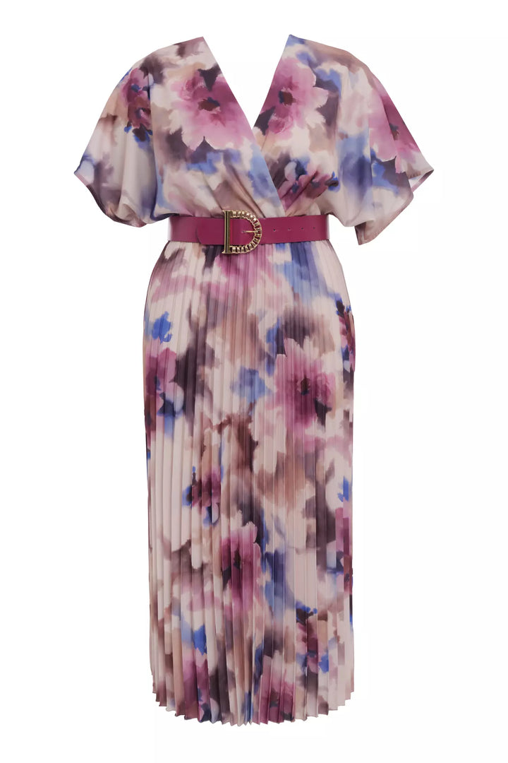 FRV Printed plus size crepe short sleeve midi dress - Fermo