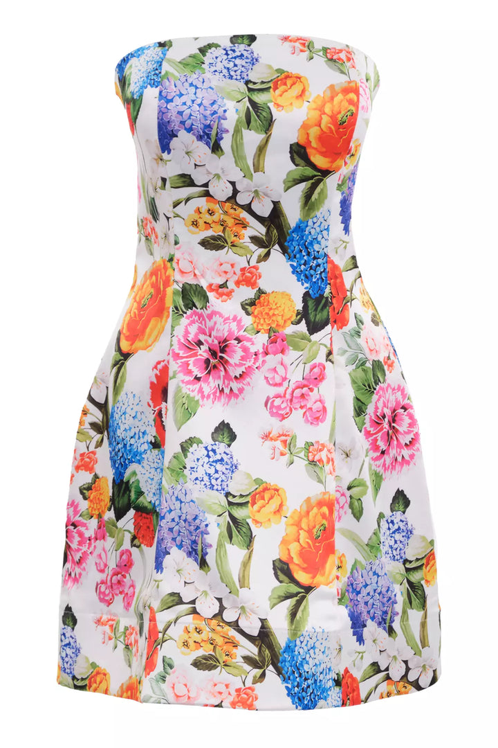 FRV Printed satin strapless mini dress - Lufkin