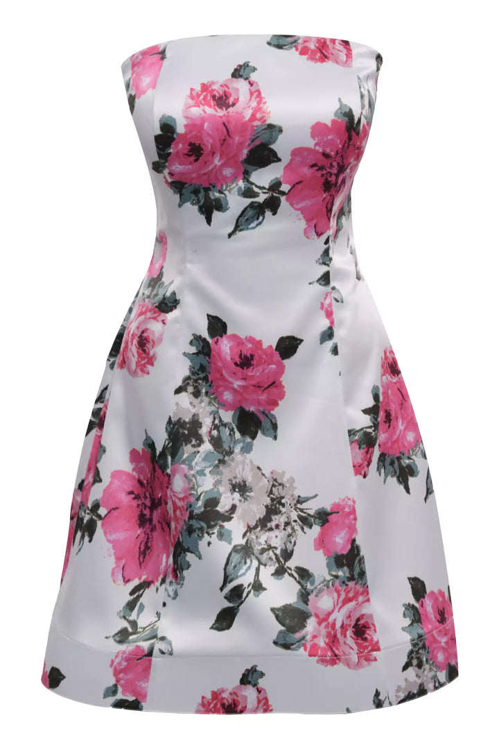 FRV Printed satin strapless mini dress - Mountain View