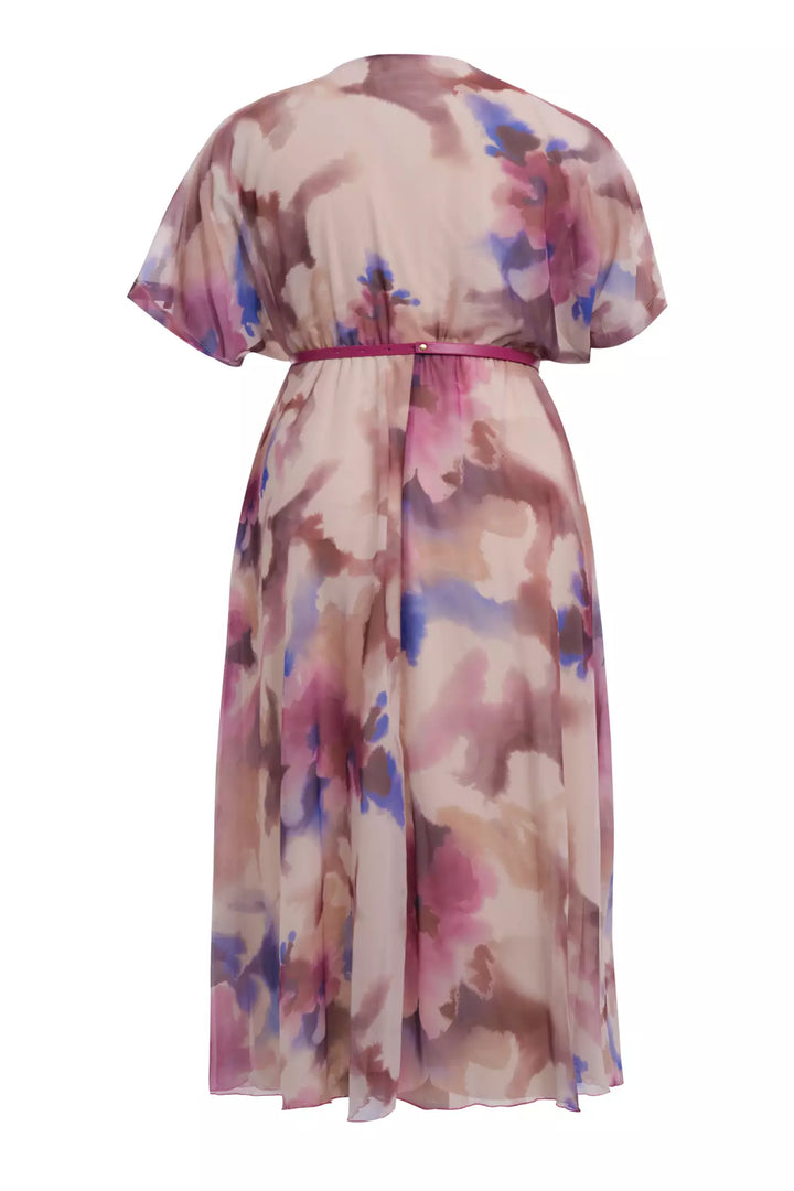 FRV Printed plus size chiffon short sleeve midi dress - Bisceglie