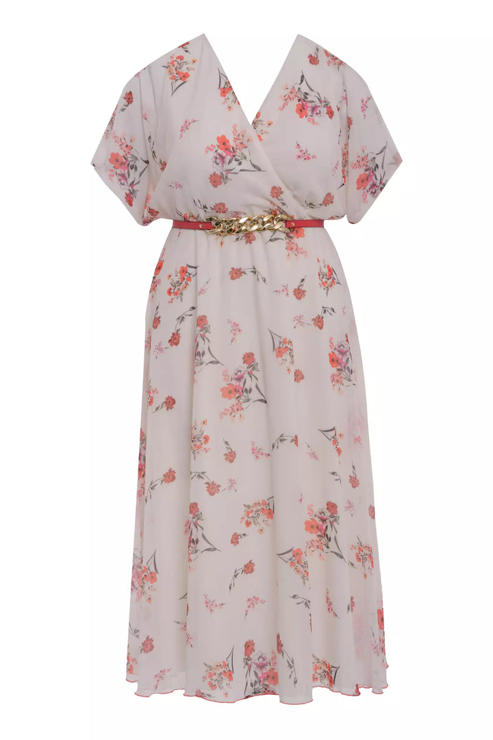FRV Printed plus size chiffon short sleeve midi dress - Hellevoetsluis
