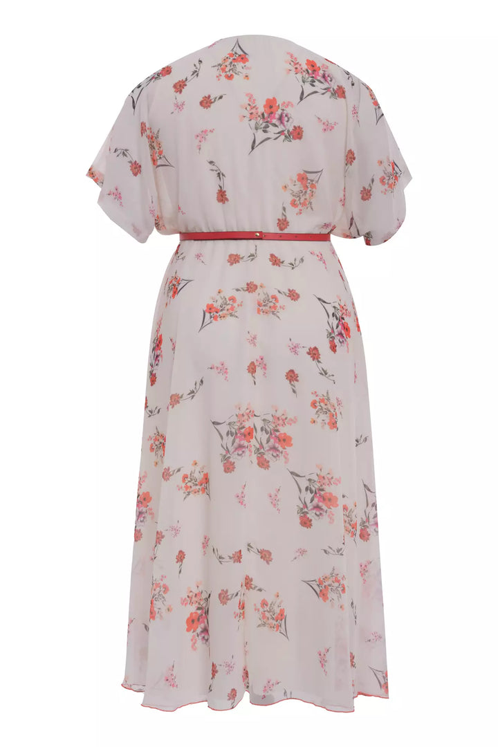 FRV Printed plus size chiffon short sleeve midi dress - Hellevoetsluis