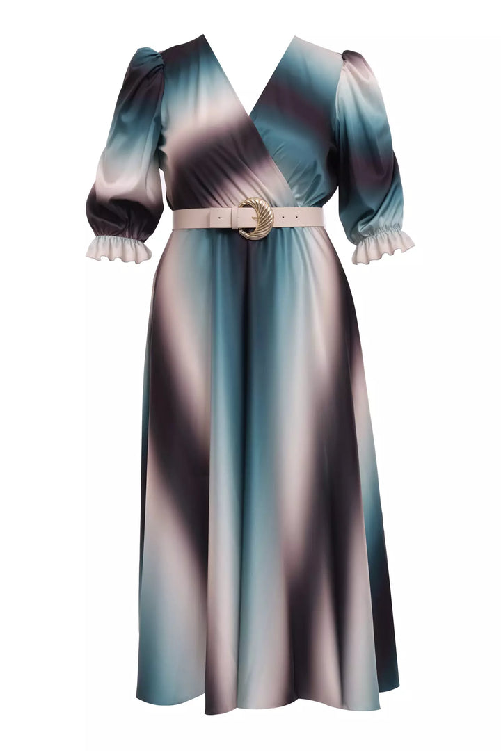 FRV Printed plus size satin short sleeve midi dress - Sète