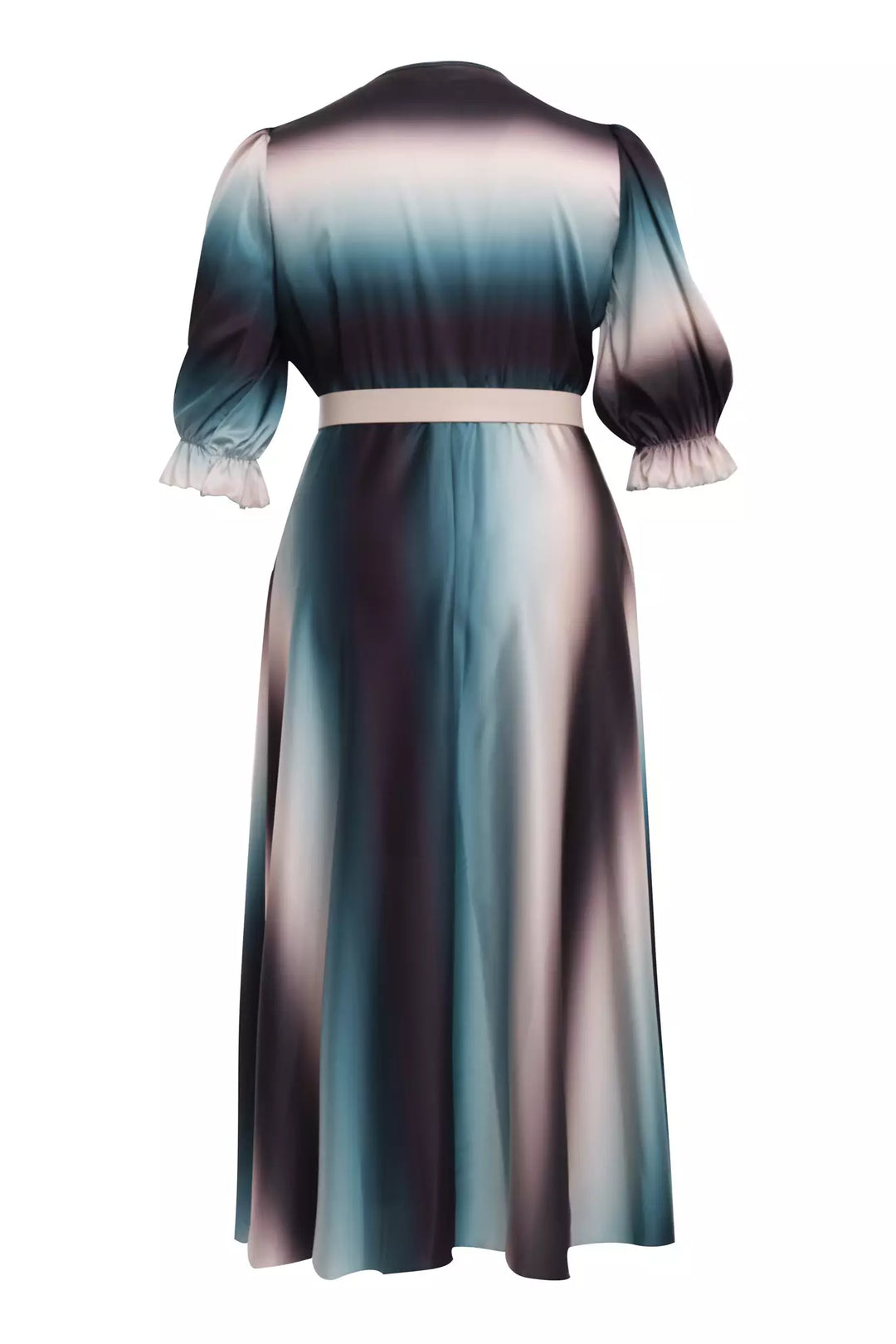 FRV Printed plus size satin short sleeve midi dress - Sète
