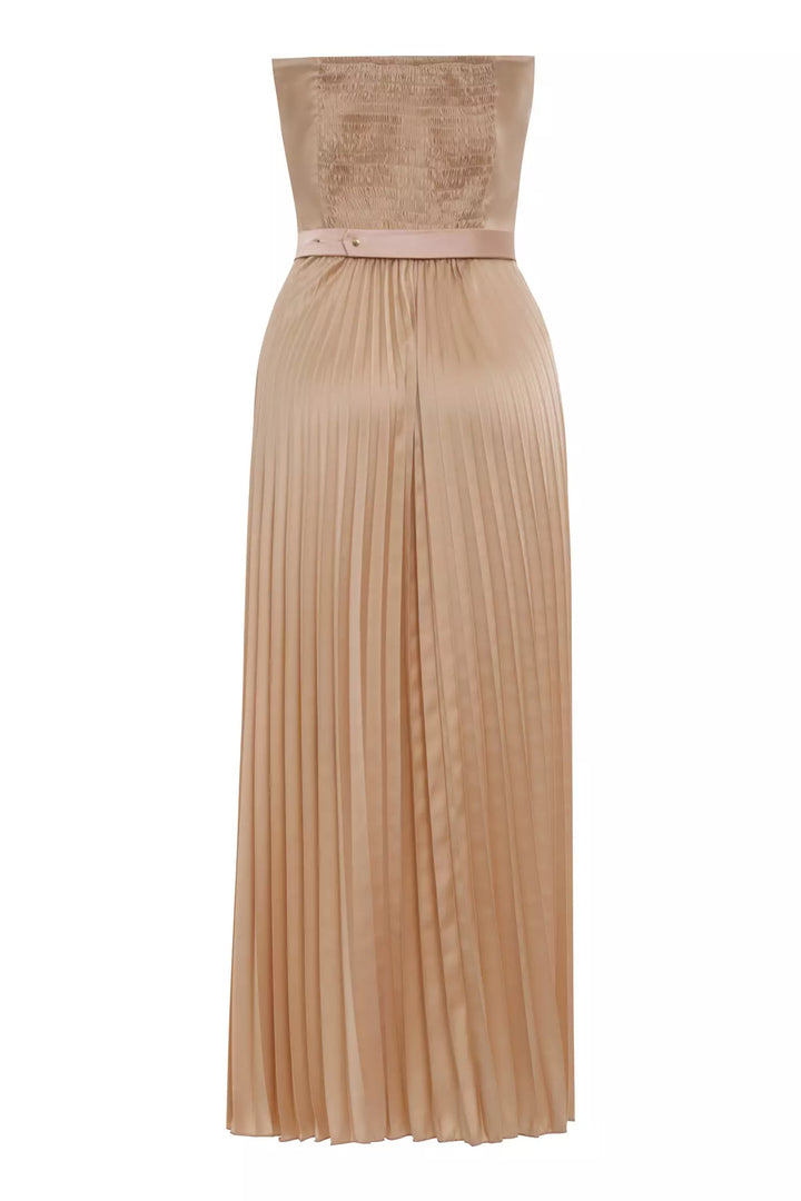 FRV Beige satin strapless midi dress - Tacoma