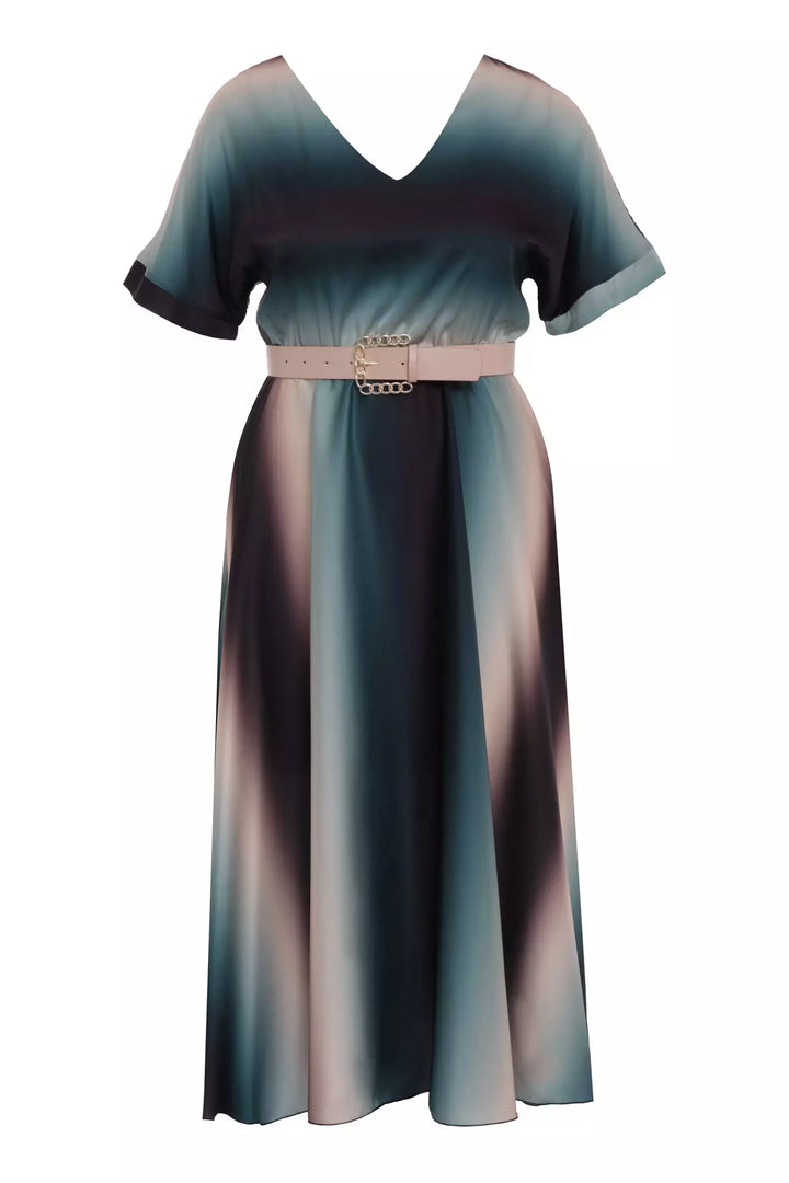 FRV Printed plus size satin short sleeve midi dress - Acayucan