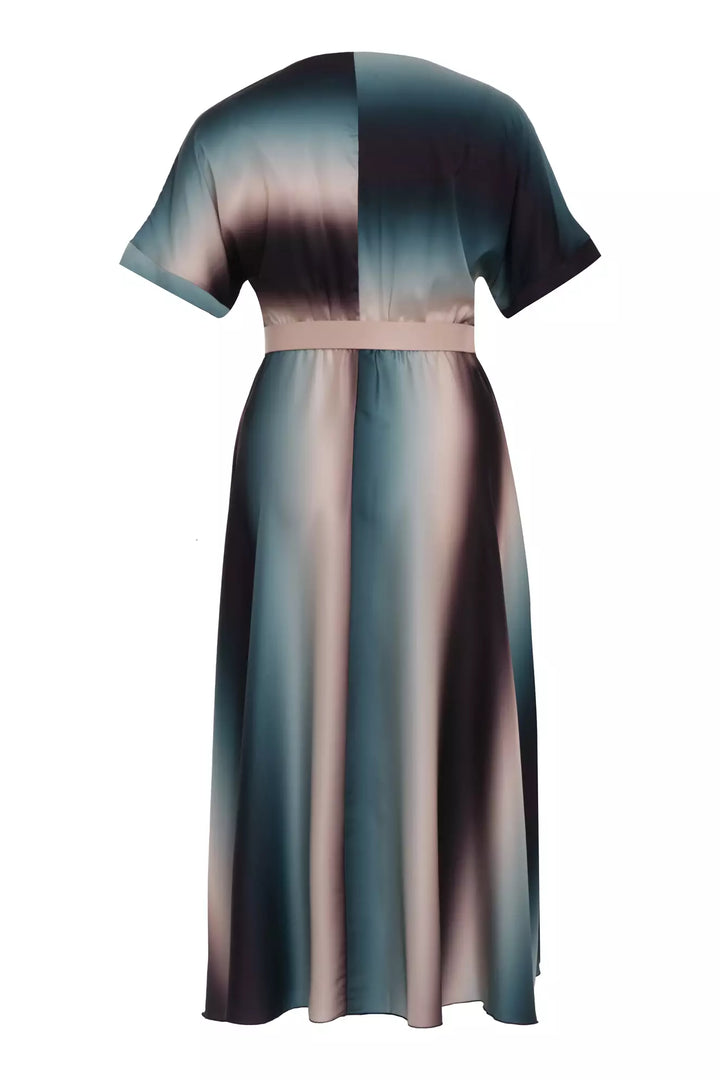 FRV Printed plus size satin short sleeve midi dress - Acayucan