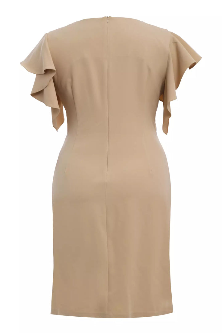 FRV Beige plus size crepe short sleeve mini dress - Boston