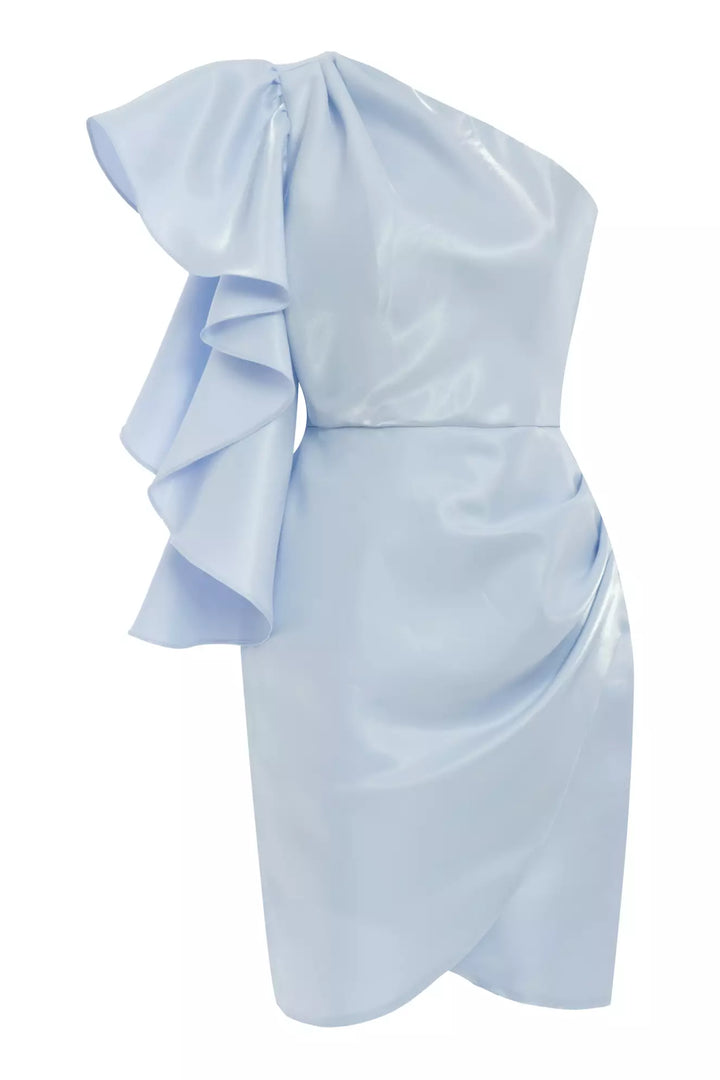 FRV Blue satin single sleeve midi dress - Teotihuacan