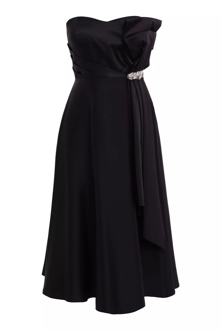 FRV Black plus size satin strapless maxi dress - Norderstedt