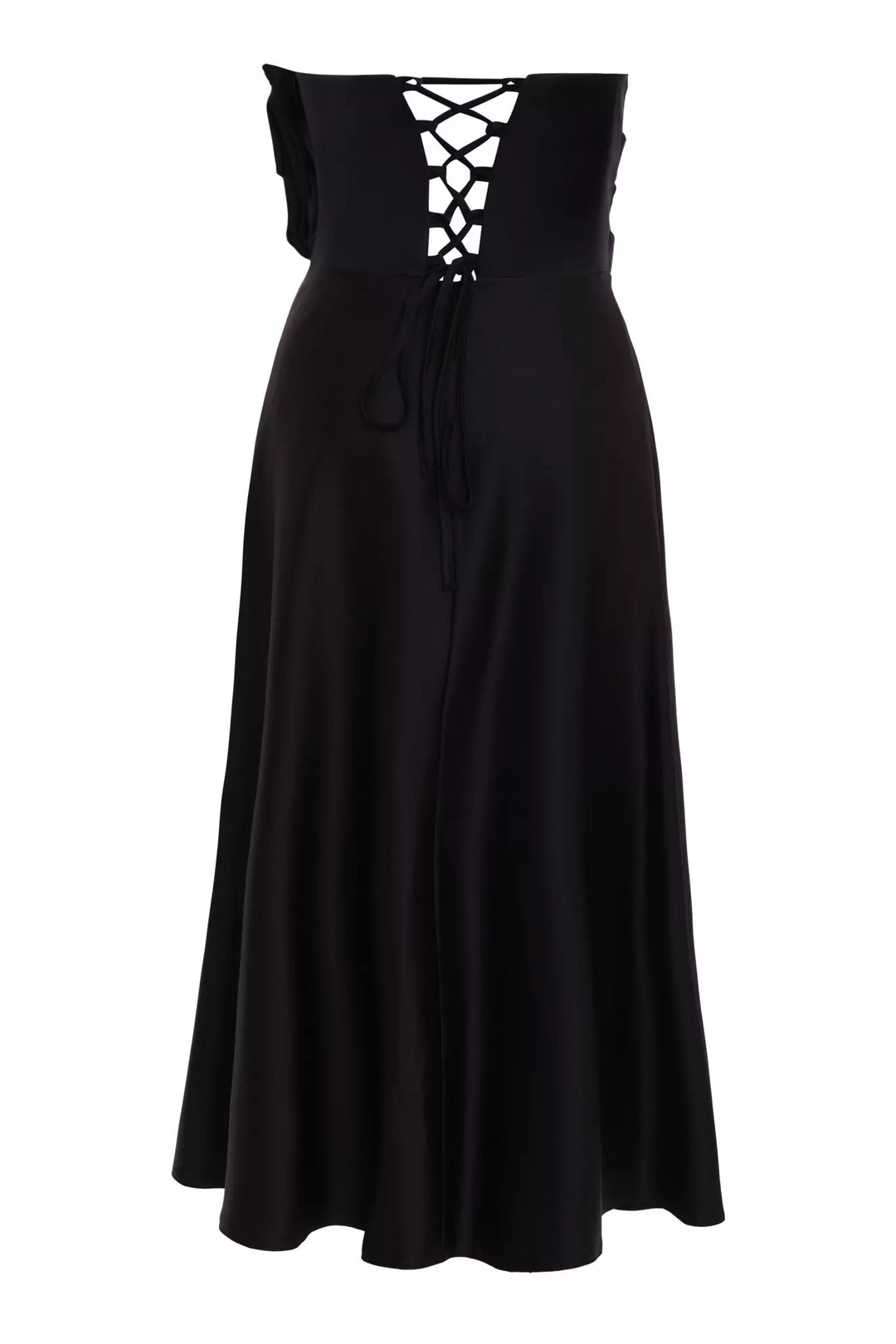 FRV Black plus size satin strapless maxi dress - Norderstedt