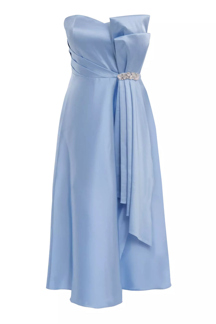 FRV Blue plus size satin strapless maxi dress - Woodbury
