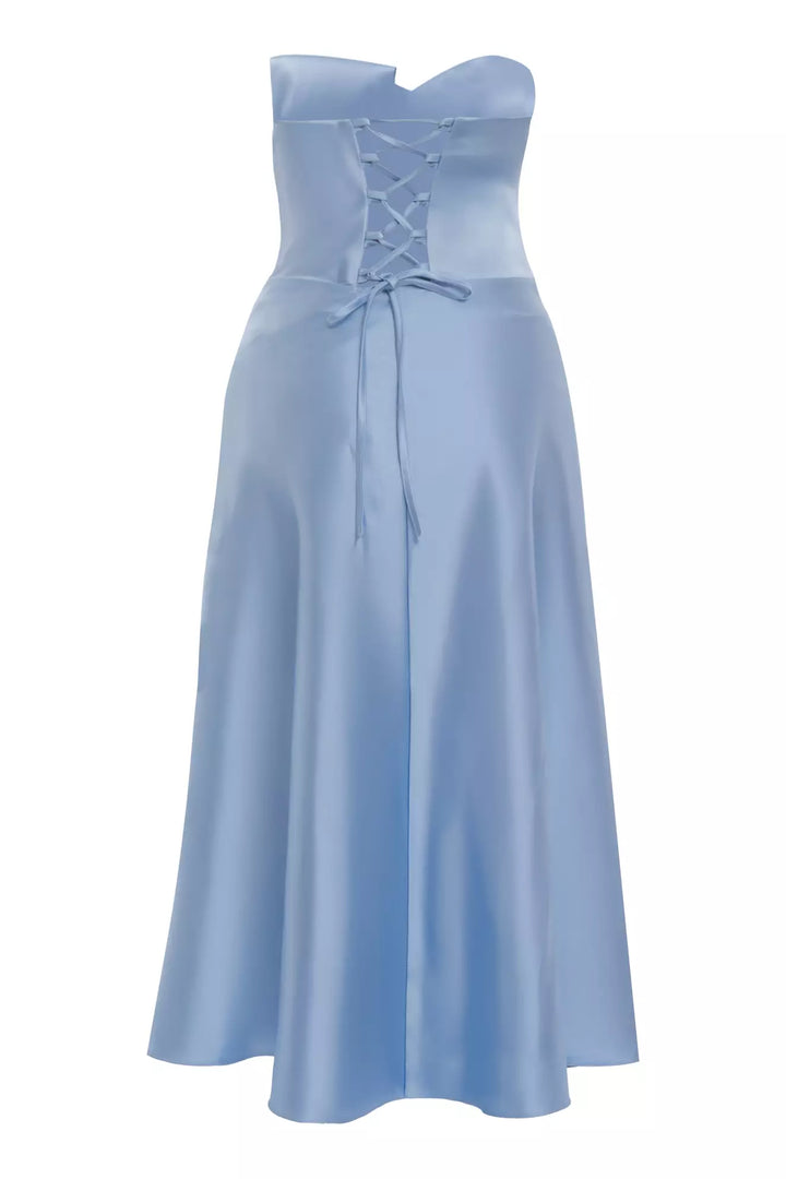 FRV Blue plus size satin strapless maxi dress - Woodbury