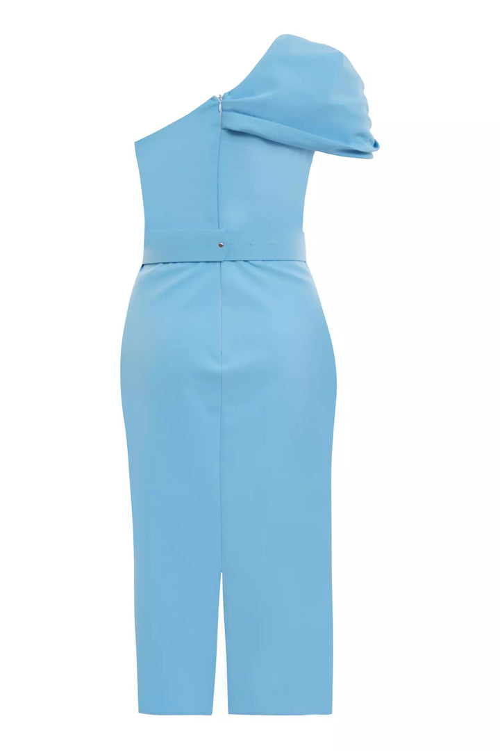 FRV Blue plus size crepe single sleeve midi dress - Bondy