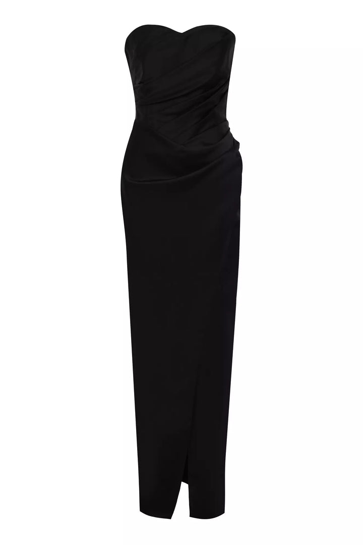 FRV Black satin strapless maxi dress - Milford city