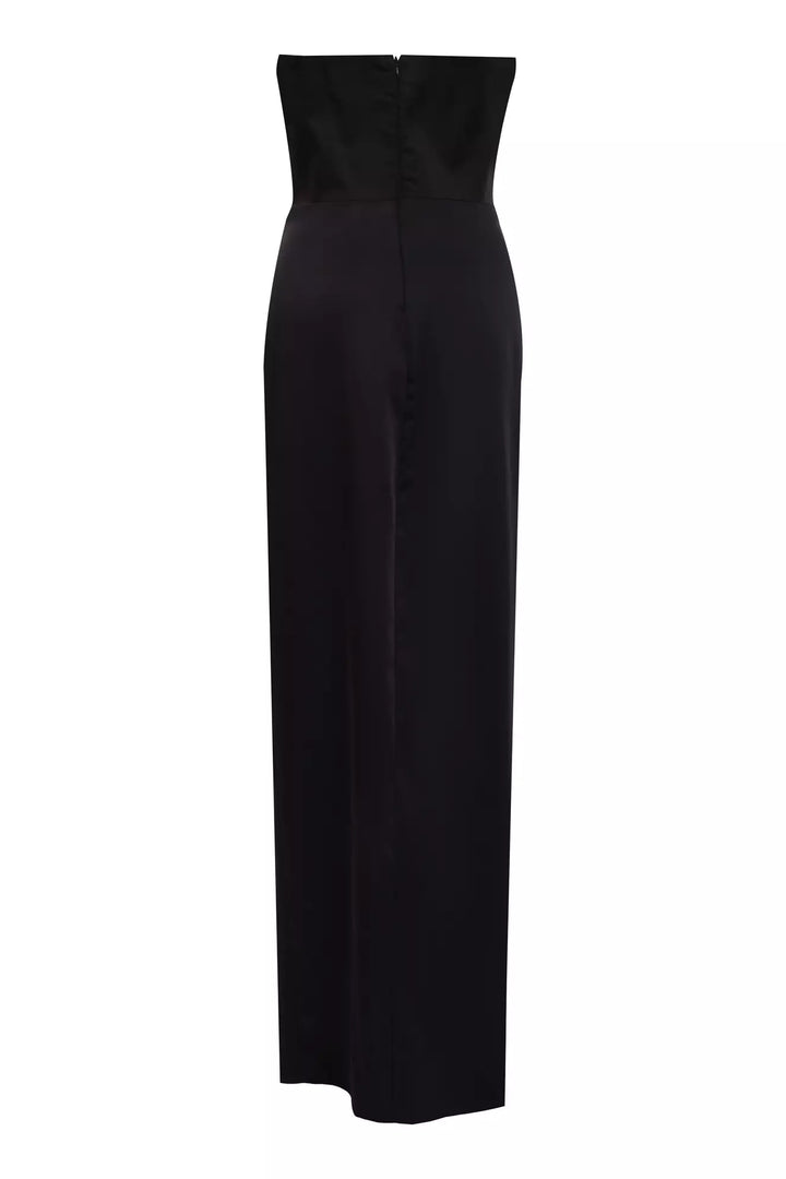 FRV Black satin strapless maxi dress - Milford city