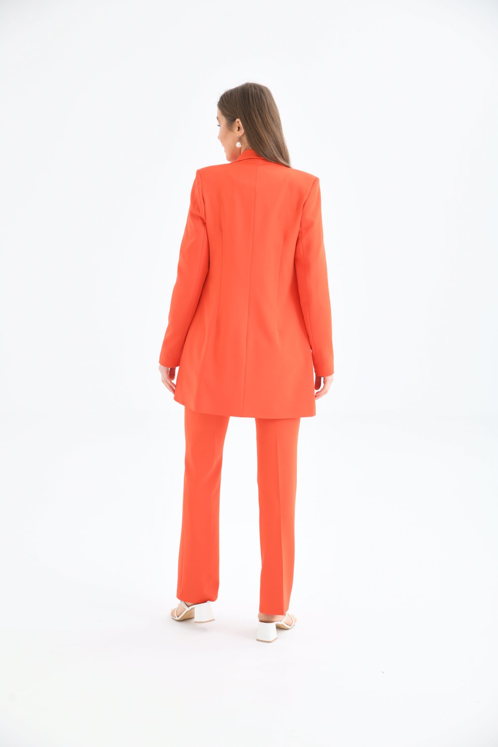 NDL Women 4-Button Shawl Collar Women's Suit Orange - Alvarado
