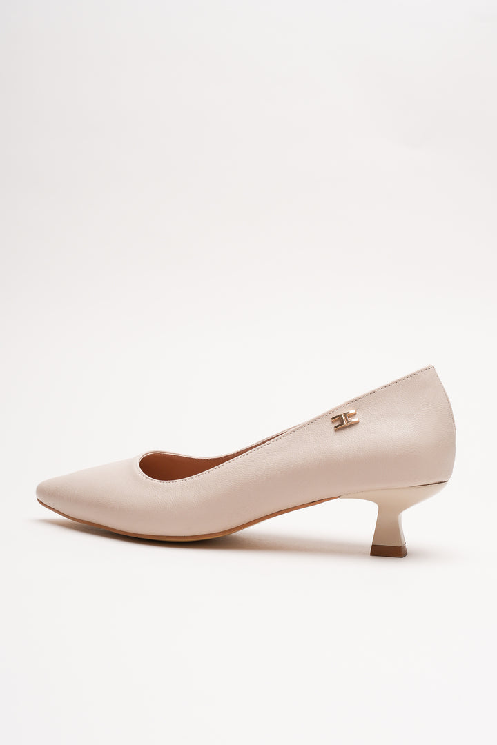 DSM Doss Bej Skin Low Heel Women's Pointed Toe Women's Shoe - Logan