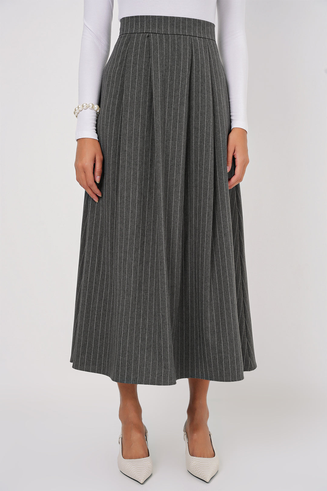 BGD Women Striped Long Skirt - Anthracite - Apaseo el Grande